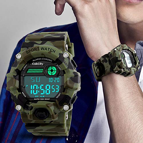 Men's Digital Watch, Sports Waterproof Military Watches for Men LED Casual  Stopwatch Alarm Tactical Army Watch