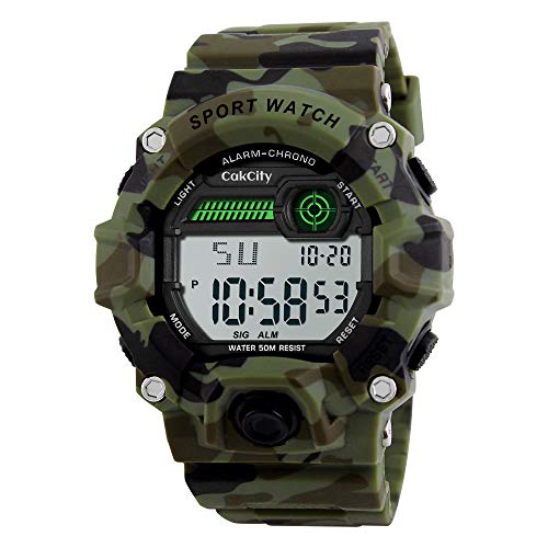 Men's Digital Watch, Sports Waterproof Military Watches for Men LED Casual  Stopwatch Alarm Tactical Army Watch